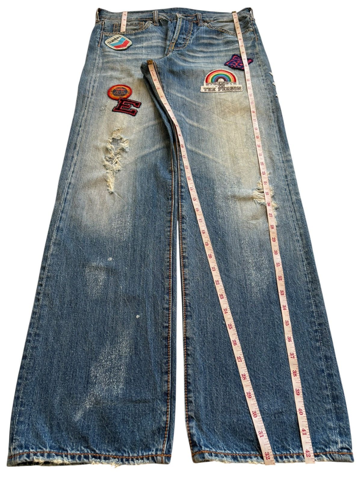 Japanese Brand Vintage Japanese Brand Patches Faded Wash Baggy Jeans Size US 32 / EU 48 - 12 Thumbnail