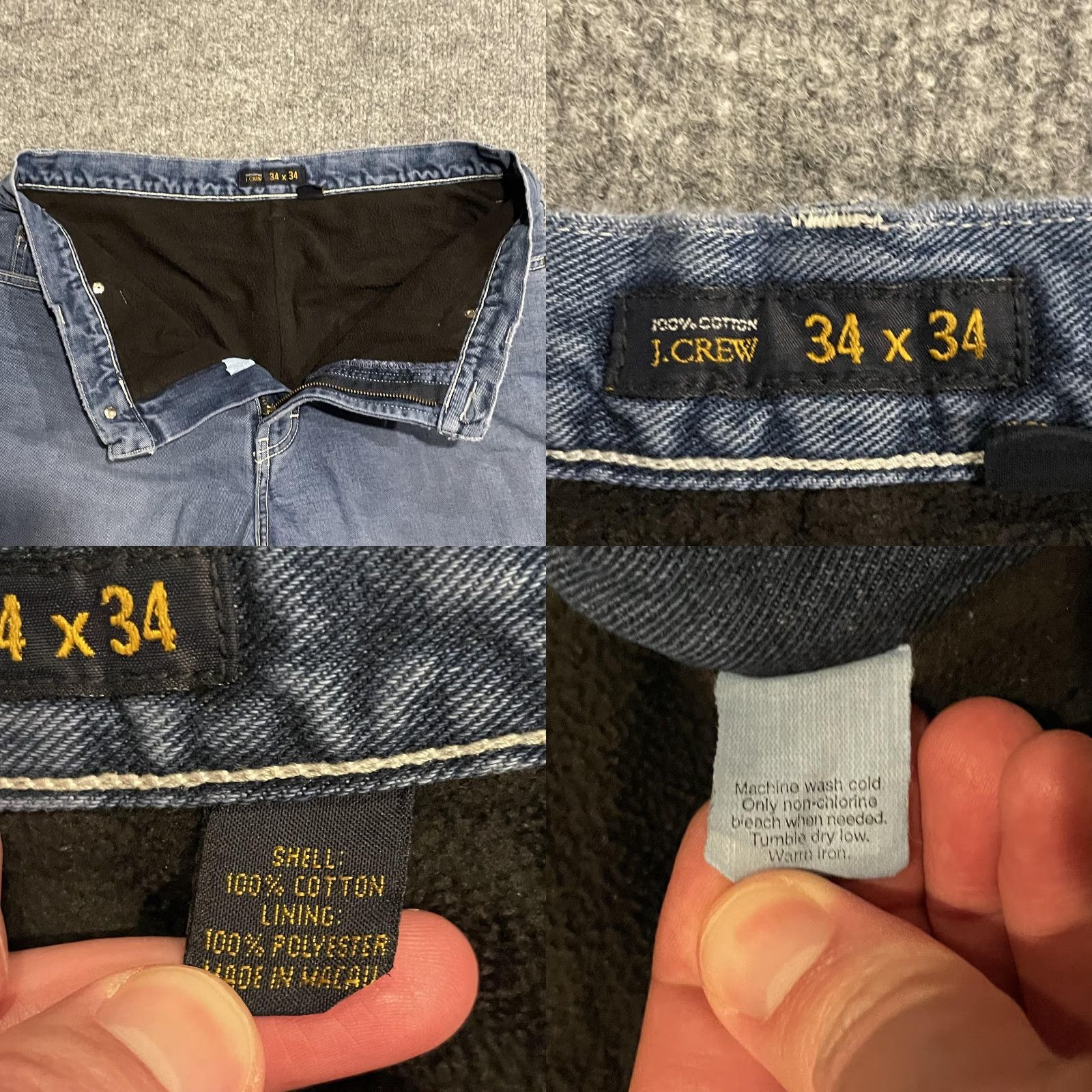 J.Crew J.Crew Jeans Mens 34x34 Blue Straight Leg Fleece Lined Thermal Insulated Winter Denim Pants Regular Straight Mens Size US 34 / EU 50 - 9 Thumbnail