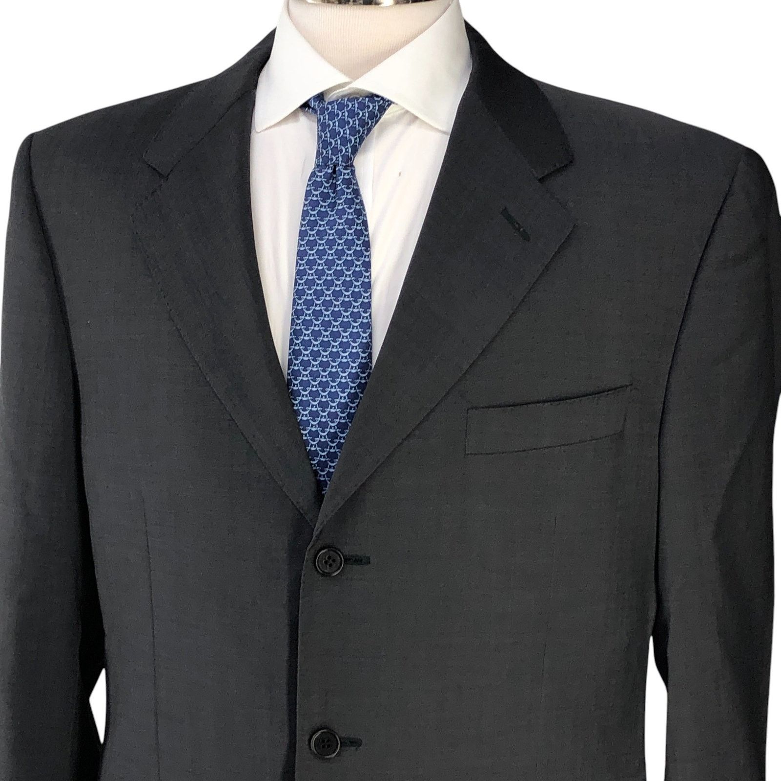 Canali Canali Size IT 52 US 42L Sport Coat Super 120s Wool Charcoal Size 42L - 2 Thumbnail