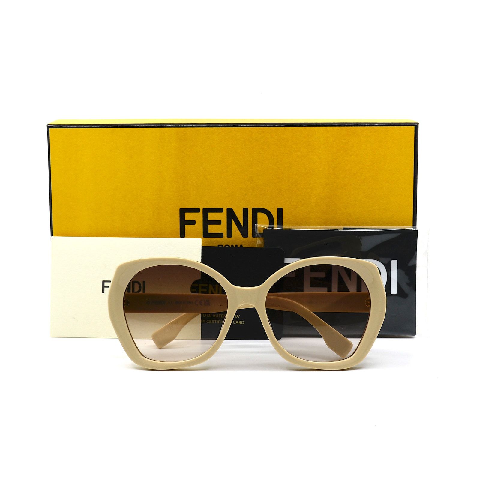 Fendi NEW FENDI FE40112I 57F SHINY BEIGE BROWN GRADIENT SUNGLASSES Size ONE SIZE - 5 Thumbnail