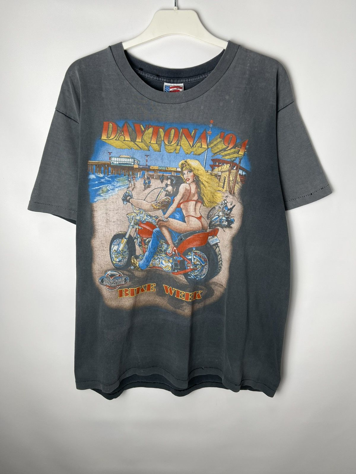 Vintage 1994 Daytona Beach Bike Sexy Girl Motorcycle T-Shirt