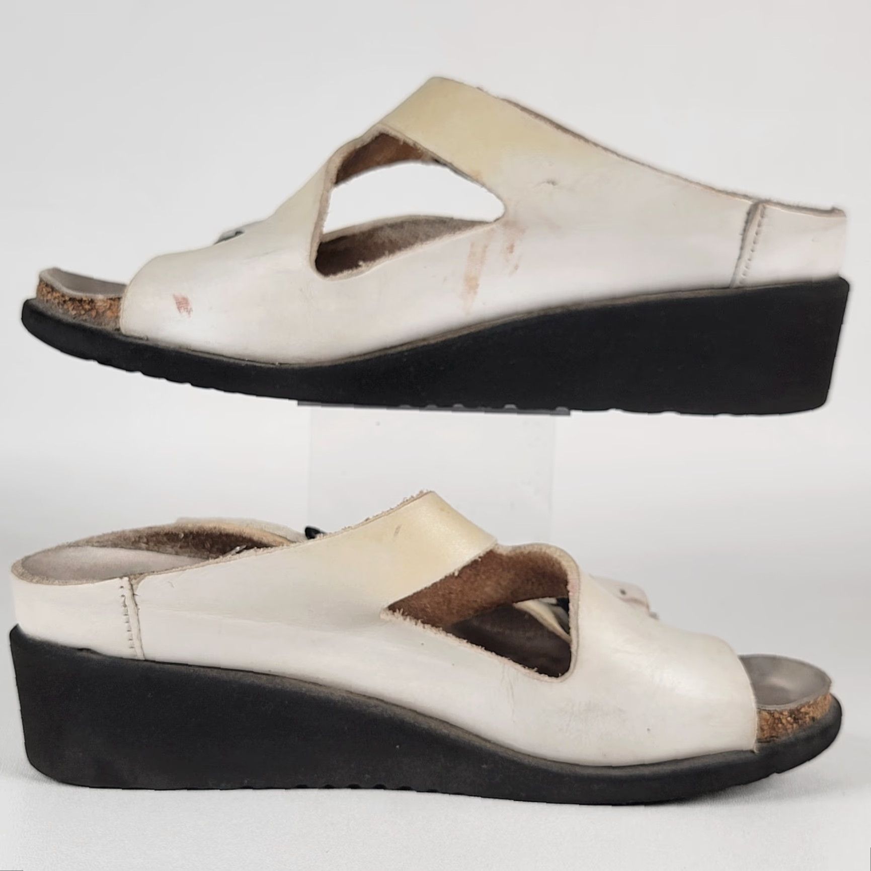 Mephisto MEPHISTO Women's 35 Elka Sandals Double Strap Slide Wedge Cream Beige Slip On Shoes Size US 5 / IT 35 - 4 Thumbnail