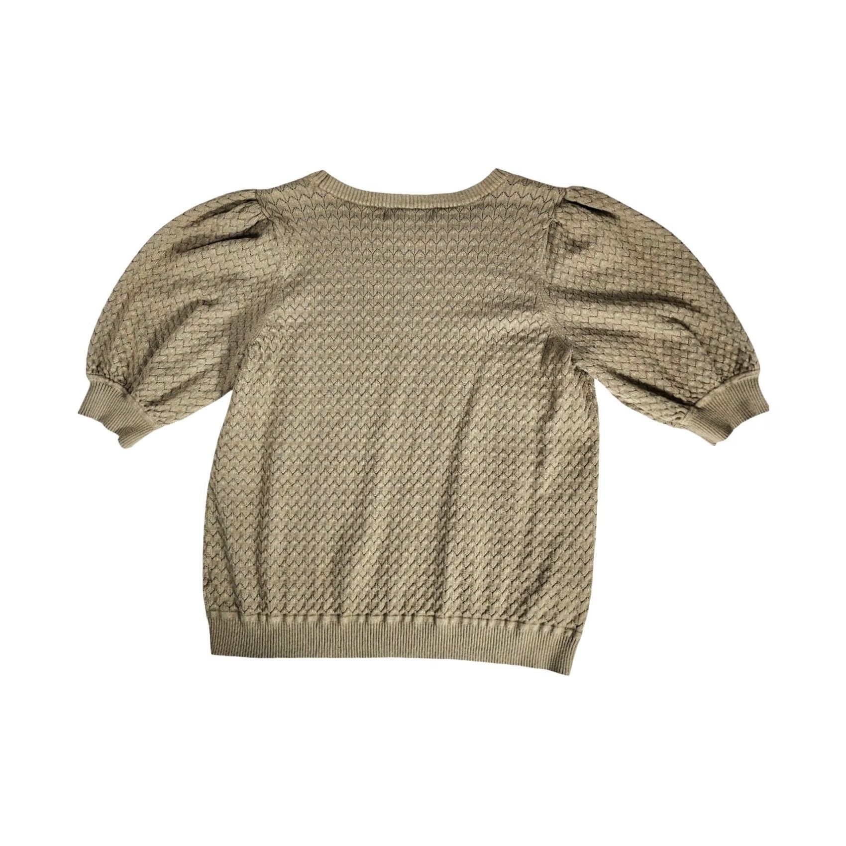 Olive Marled Reunited Clothing Olive Taupe Pointelle Puff Sleeve Sweater Womens Large Size L / US 10 / IT 46 - 3 Thumbnail