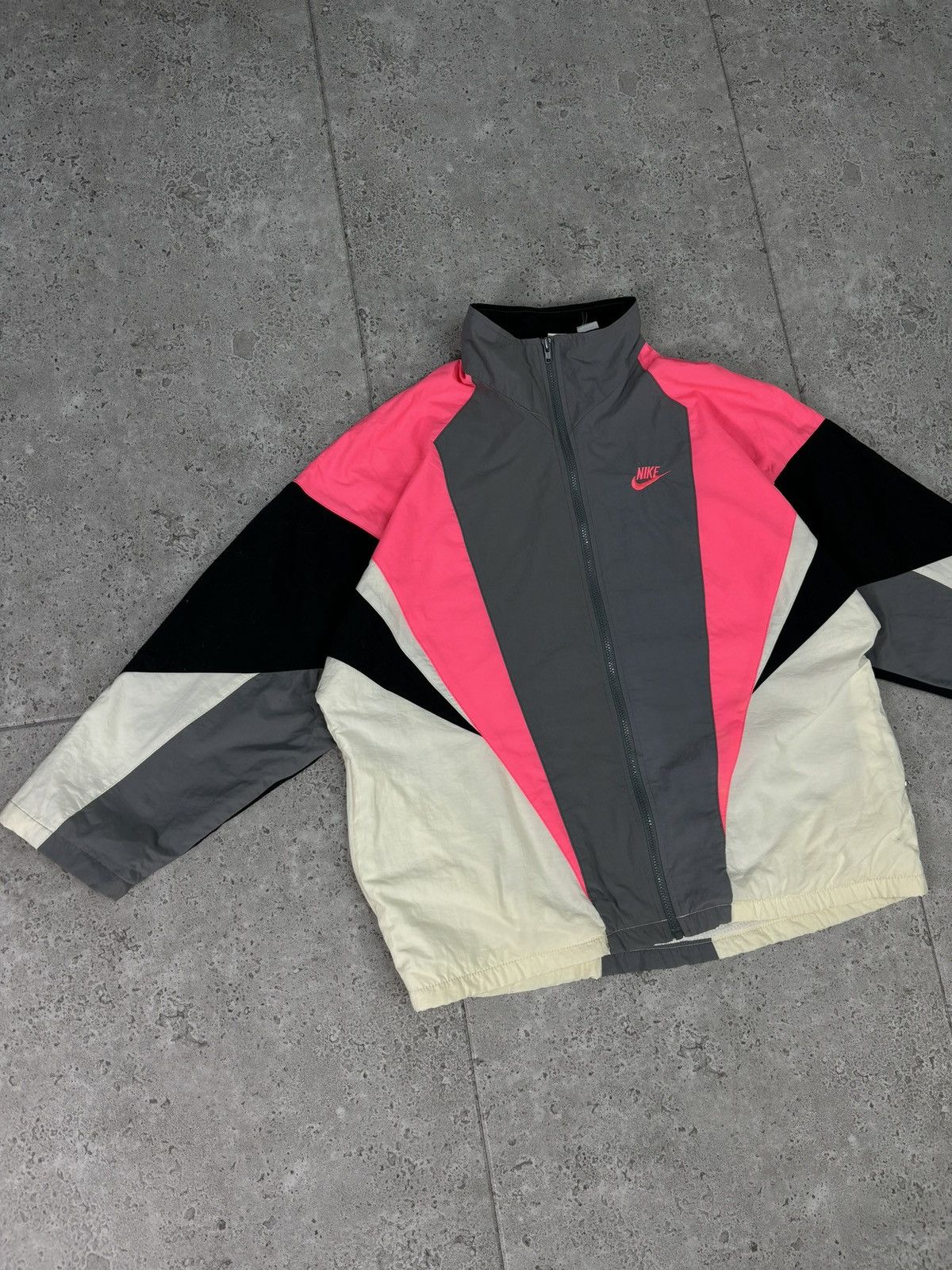 Nike × Vintage Crazy 80s Rare Zip Jacket Hoodie Nike Boxy Y2K Swoosh Size US L / EU 52-54 / 3 - 1 Thumbnail