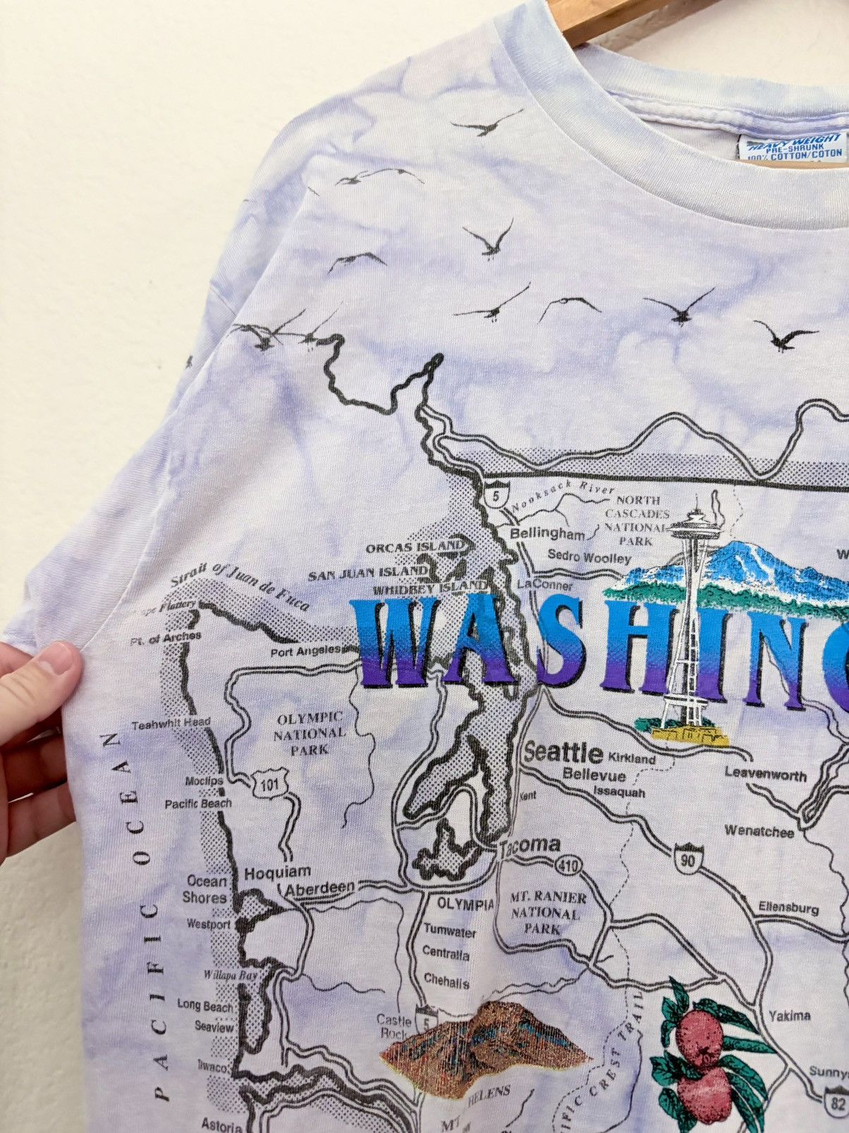 Vintage 90’s Washington State All Over Print Map Vintage Souvenir T Size US XL / EU 56 / 4 - 4 Thumbnail