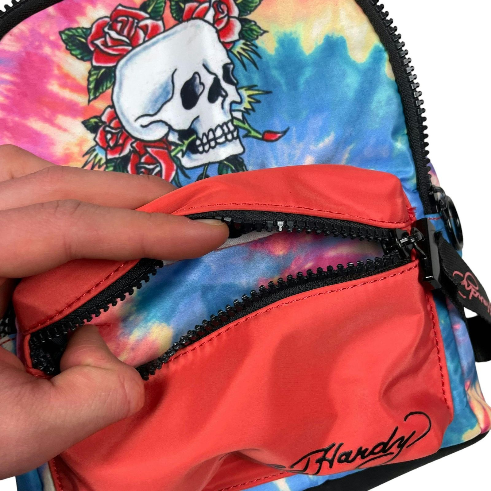 Ed Hardy Ed Hardy Multicolor Tie-Dye Polyester Skull Logo Backpack Size ONE SIZE - 5 Thumbnail