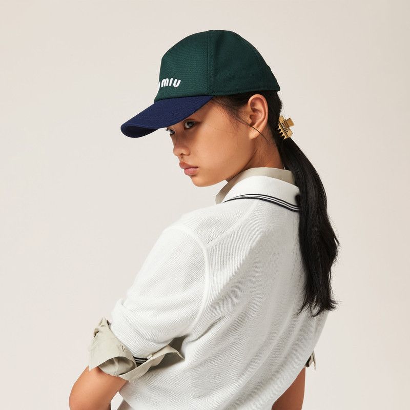 Miu Miu o1B3y1r0426 Size: M / Drill baseball Hat / Cap in Green/Blue Size ONE SIZE - 2 Thumbnail