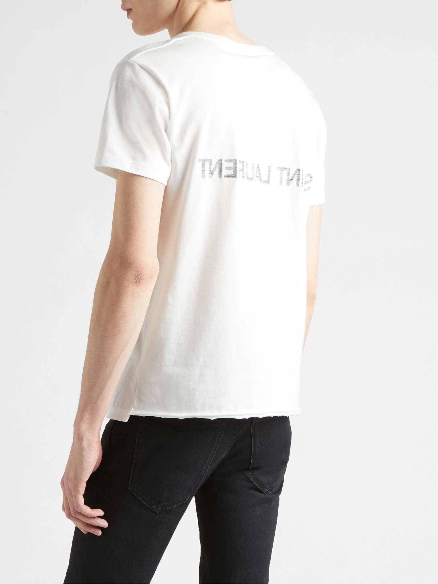 Saint Laurent Paris o1s1wg110425 663278 Reverse T-Shirt in White Size US L / EU 52-54 / 3 - 4 Thumbnail