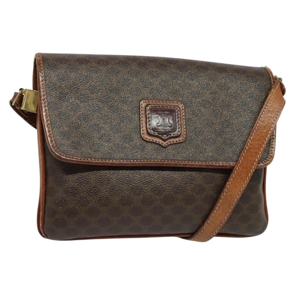 Celine CELINE Macadam Canvas Shoulder Bag Pvc Leather Brown Gold Size ONE SIZE - 1 Thumbnail