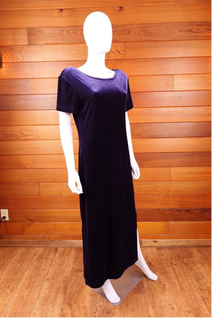 Vintage 90’s Purple Velvet Body Con Long Maxi Dress Size M / US 6-8 / IT 42-44 - 4 Thumbnail
