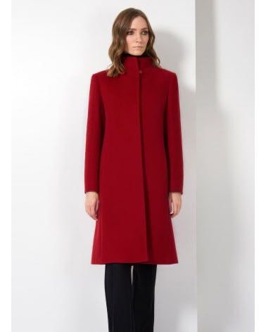 Cinzia Rocca Cinzia Rocca Due coat Red alpaca stand-up collar Jacket Size XL / US 12-14 / IT 48-50 - 3 Thumbnail