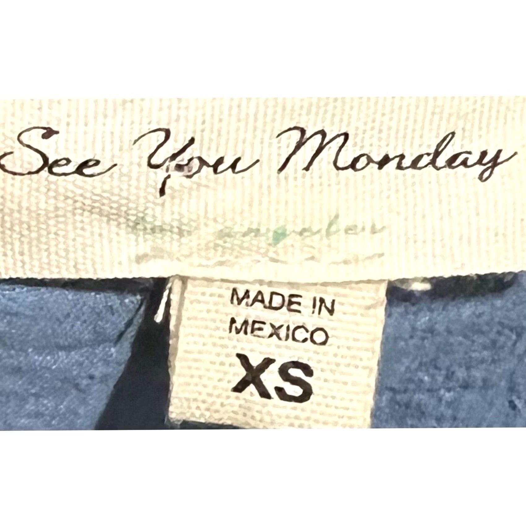 Vintage SEE YOU MONDAY Dress Wrap Style Tie Blue Sheath Short Sleeve Lightweight XS Size 26" / US 2 / IT 38 - 6 Thumbnail