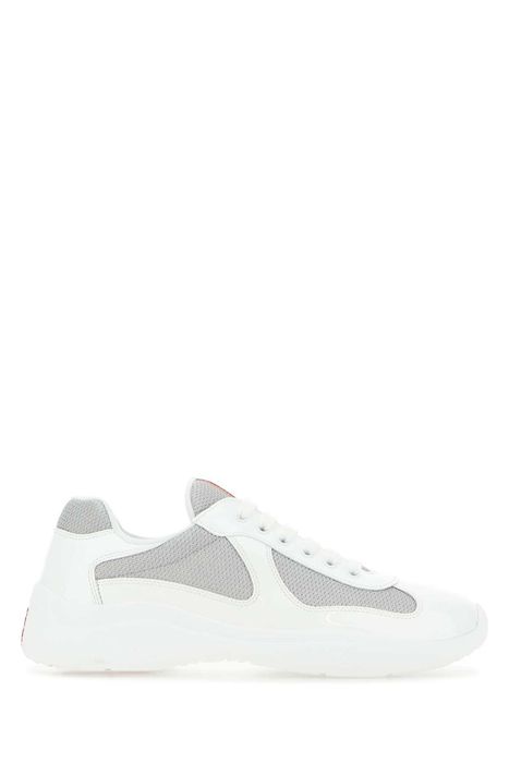 Prada White Leather And Tech Fabric Sneakers | Grailed