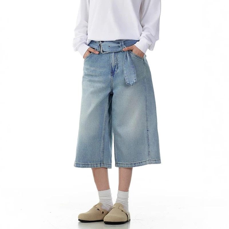 Jean Washed Blue Jorts Men Loose Fit High Street Style Size US 34 / EU 50 - 4 Thumbnail