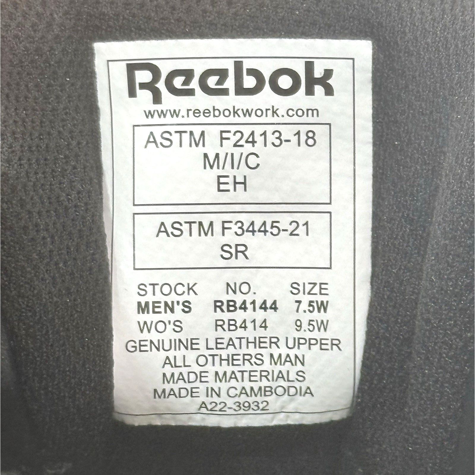 Reebok Reebok UNISEX Work Comp Toe Size: Men’s 7.5W/Wo’s 9.5W Size US 9.5 / IT 39.5 - 10 Thumbnail