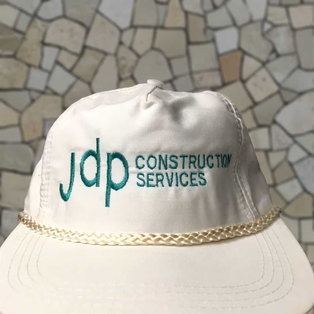 Roper VINTAGE JDP CONSTRUCTION SERVICES ROPE EMBROIDERED Trucker Hat White Mens One Size Size ONE SIZE - 1 Thumbnail