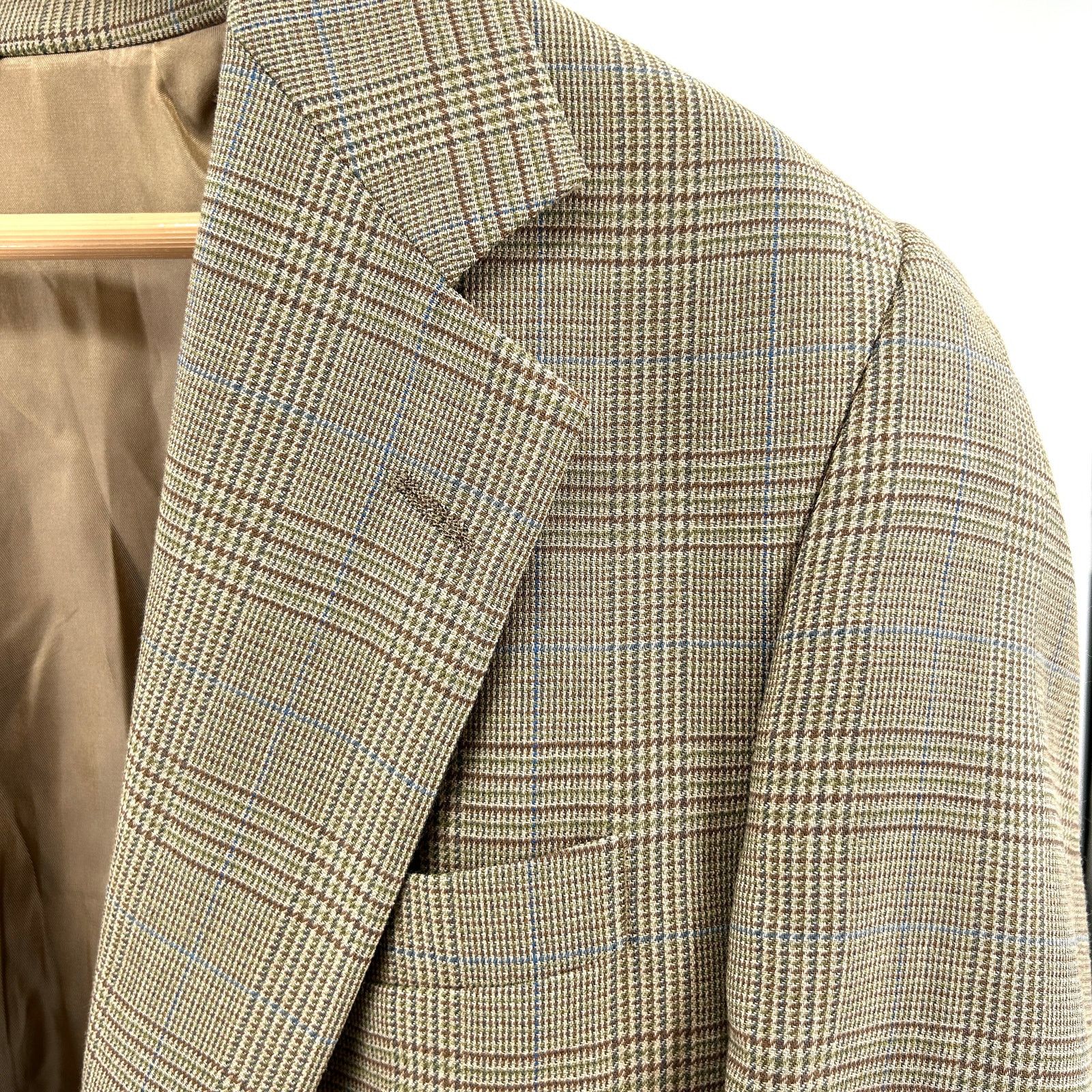 Burberry Vintage 90s Burberry Tan Wool Plaid Classic Tailored Blazer Size 42R - 2 Thumbnail