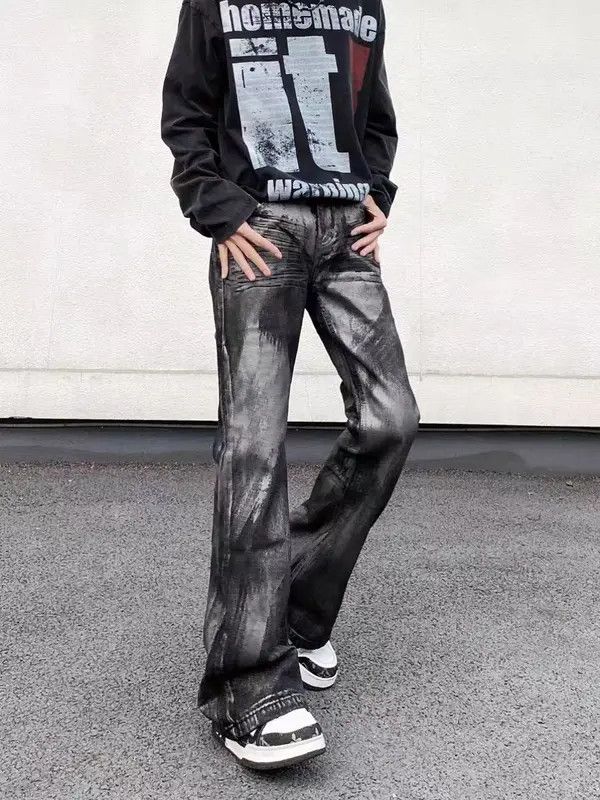 VIBE High street vintage batik dirty wash graffiti baggy jeans Size US 30 / EU 46 - 4 Thumbnail