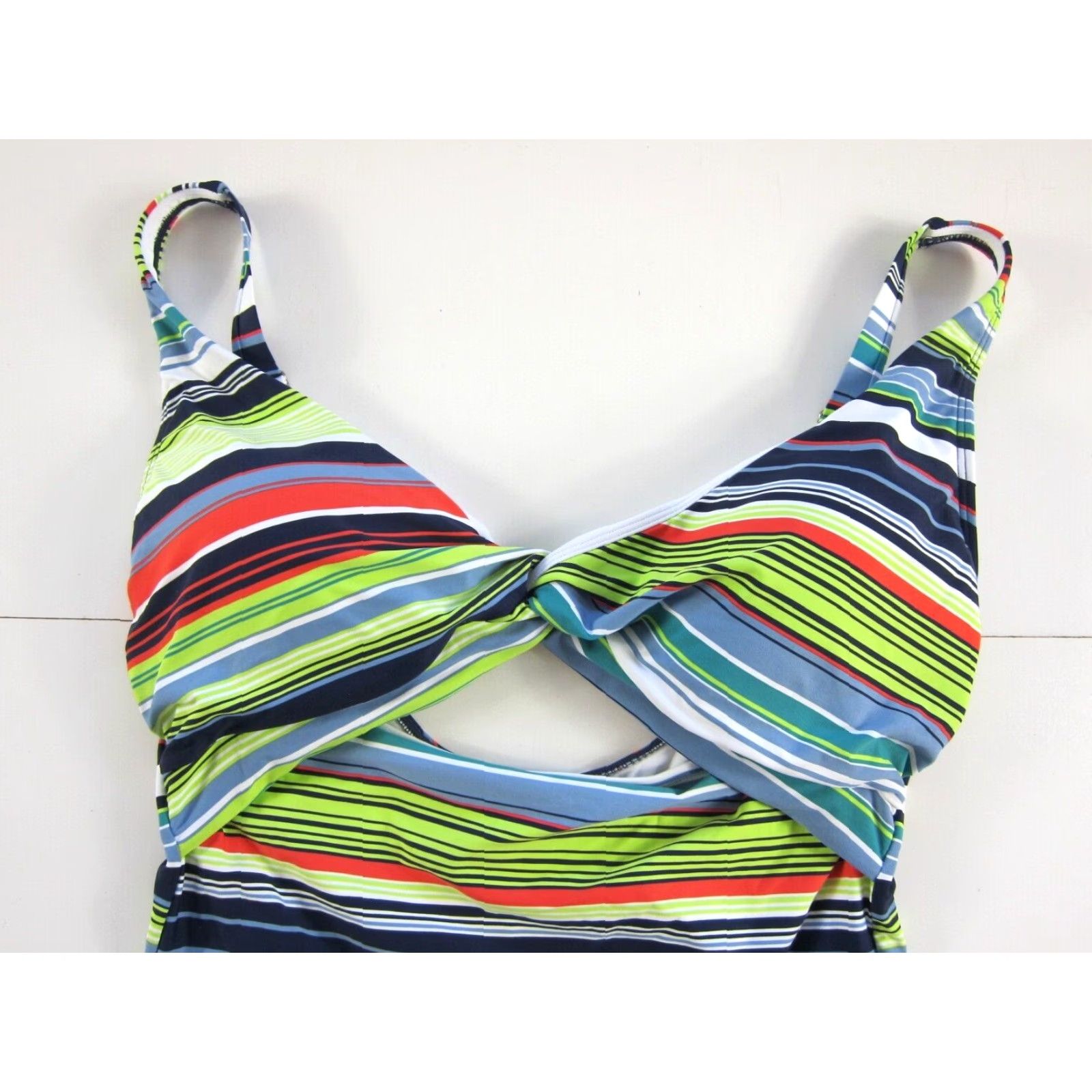 Vintage **Anne Cole Striped Open Twist Women's 16 One-Piece Swimsuit** User: **Anne Cole Striped Open Twist Women’s 16 One-Piece Swimsuit** Size ONE SIZE - 3 Thumbnail