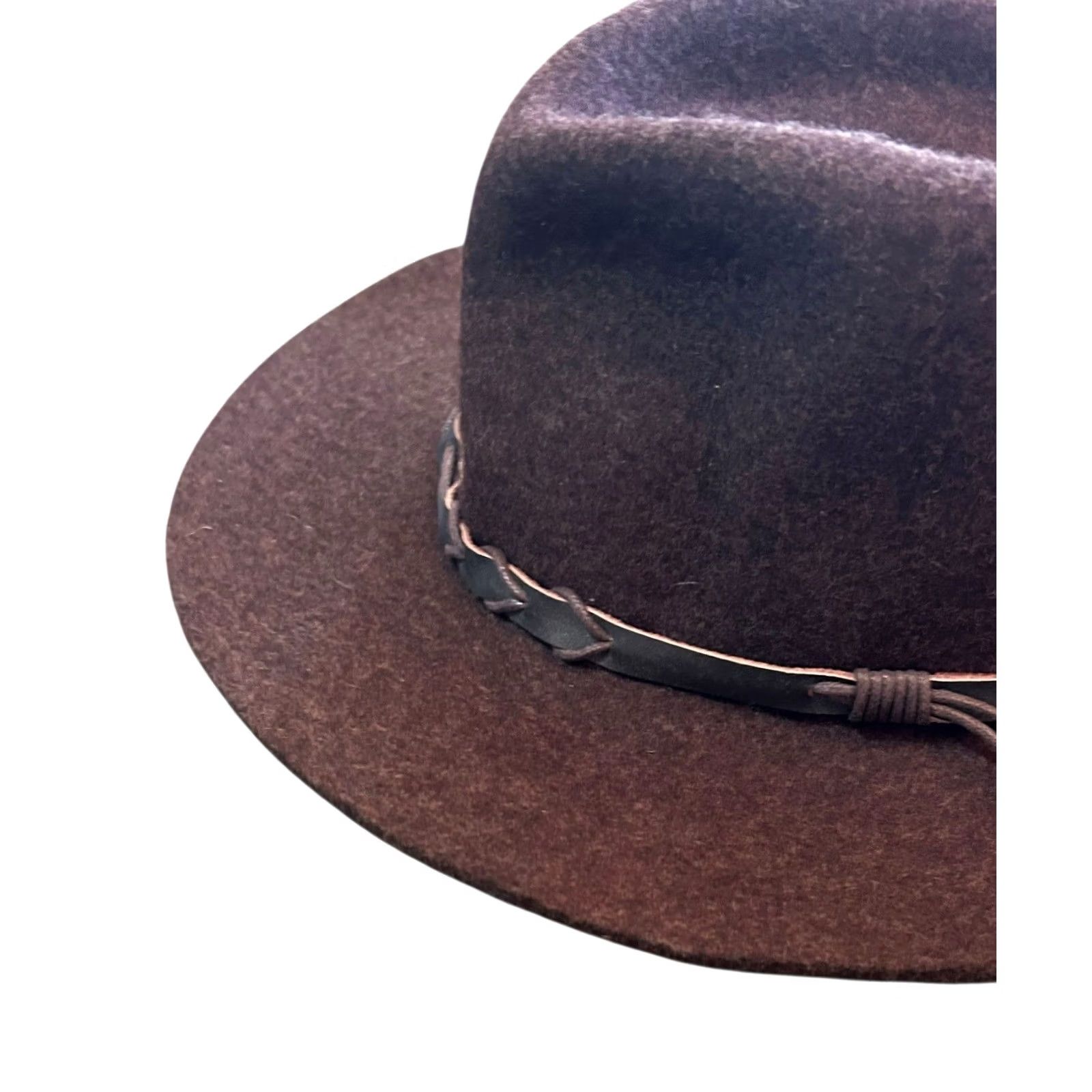 Eddie Bauer VINTAGE Eddie Bauer Lite Felt 100% Wool Fedora Hat Brown Leather Band Small/Medium Size ONE SIZE - 5 Thumbnail