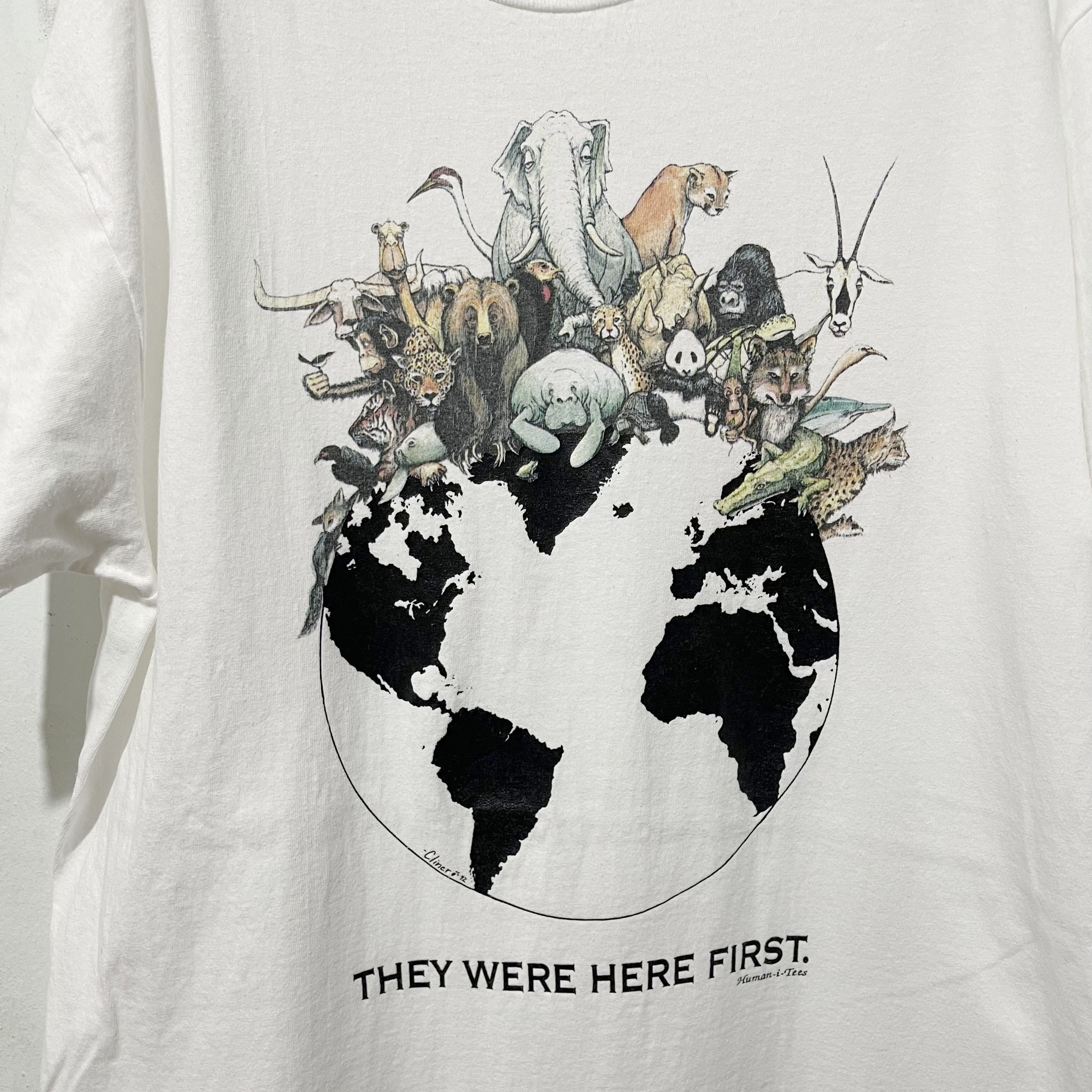 Vintage Vintage 90s They Were Here First Earth Wildlife T-Shirt Size US L / EU 52-54 / 3 - 2 Thumbnail