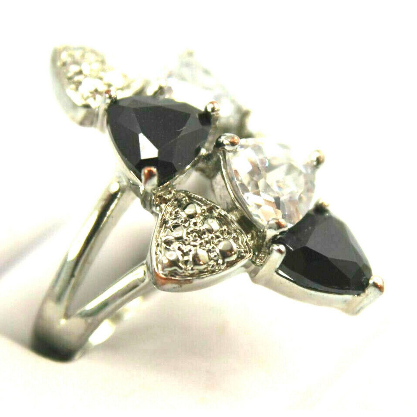Other White & Black Crystal Trillion Cut Rhinestone Ring • Size 7 Size ONE SIZE - 3 Thumbnail