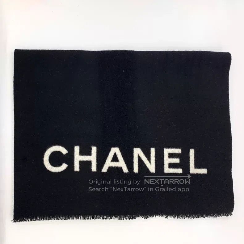 Chanel Chanel Black logo letter inlaid cashmere scarf Size ONE SIZE - 1 Thumbnail