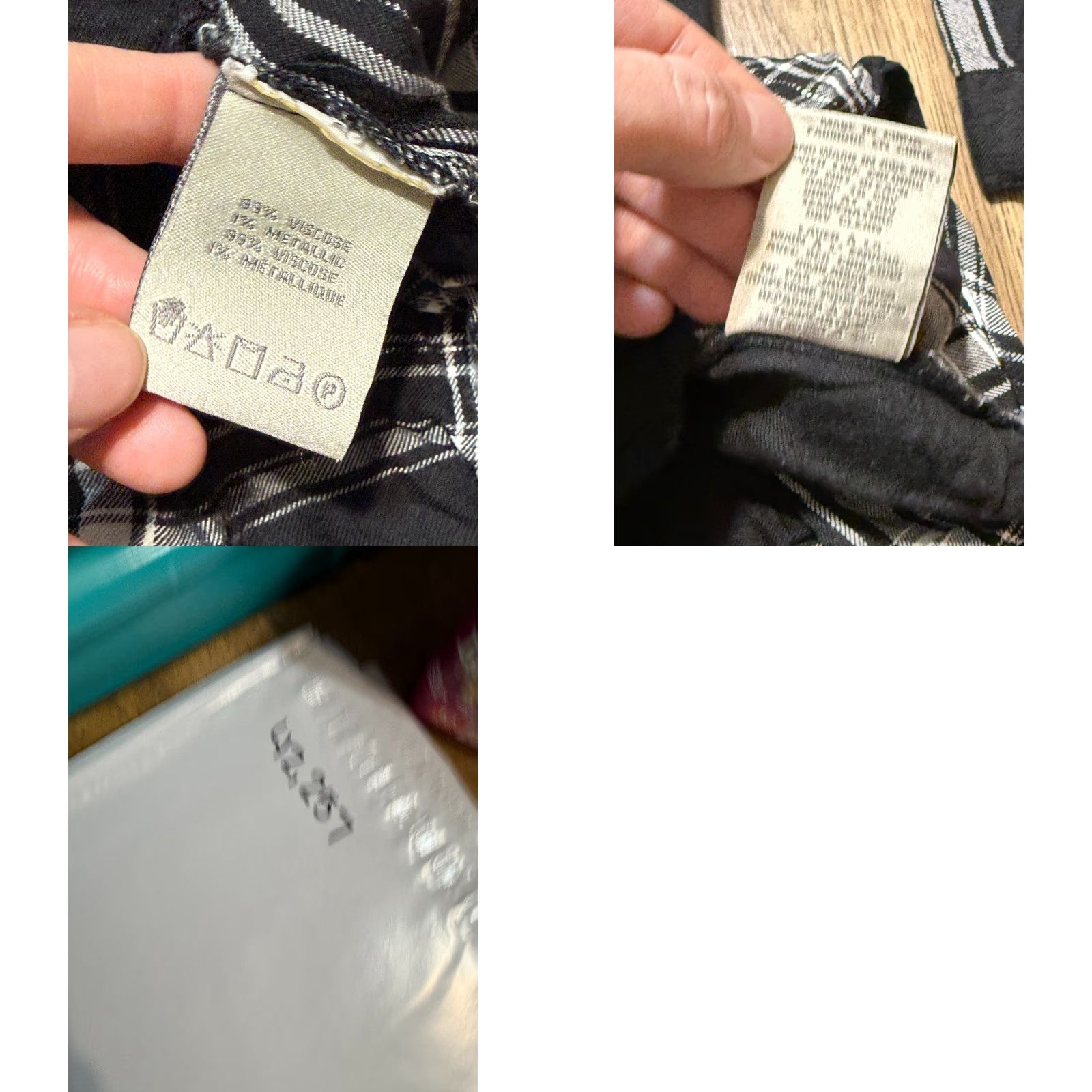 Paige Charlie Paige Shirt Womens Medium Black White Silver Plaid Long Sleeve Button Up Size M / US 6-8 / IT 42-44 - 8 Thumbnail
