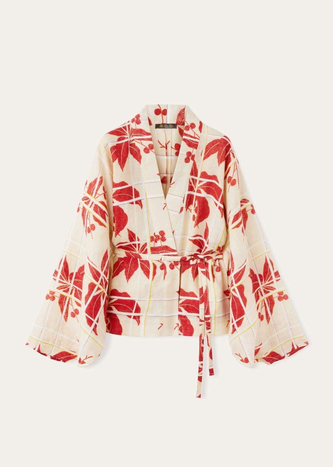o1srvl11e0725 FAO0577 Linen Short Jacket in Multicolor