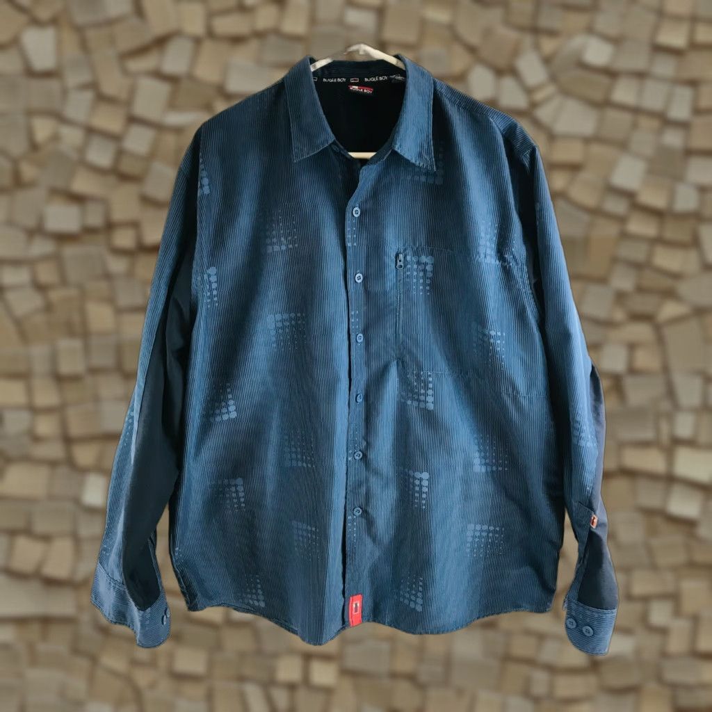 Bugle Boy Bugle Boy Shirt Men's Large Blue Button-Up Long Sleeve Pocket Vented Hiking Button-Down Collar Shirts Mens Regular Fit Size US L / EU 52-54 / 3 - 1 Thumbnail