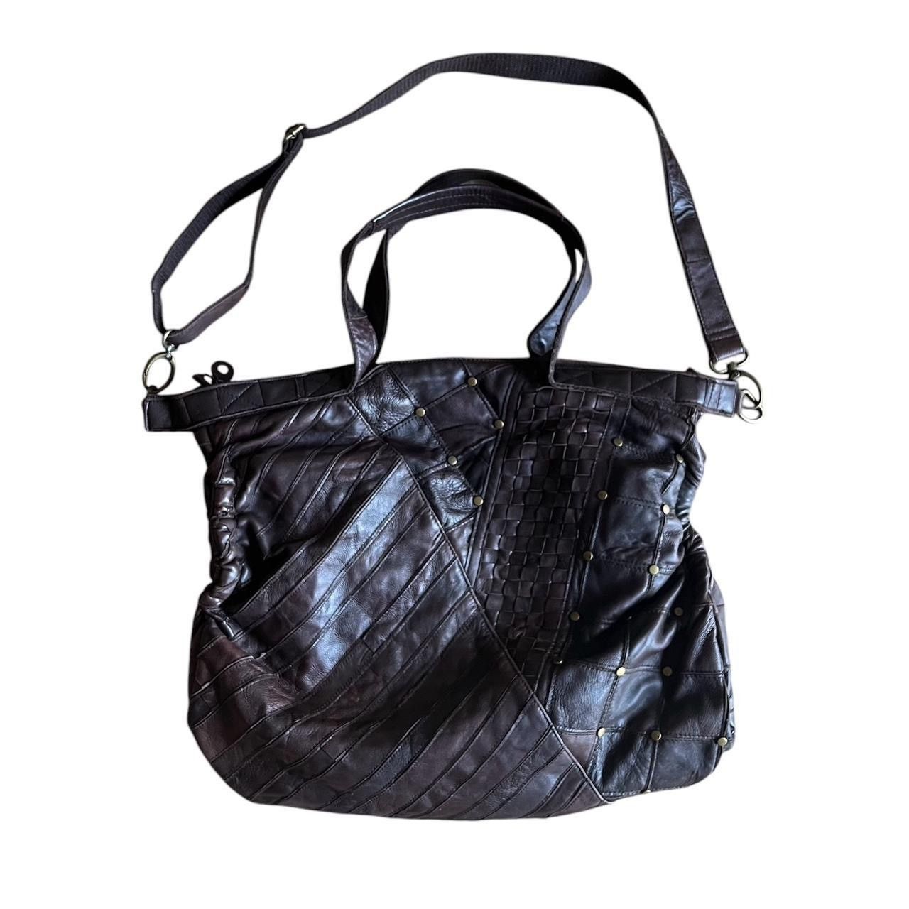 Archival Clothing Brown Multi-Leather Studded Shoulder Bag, Women's