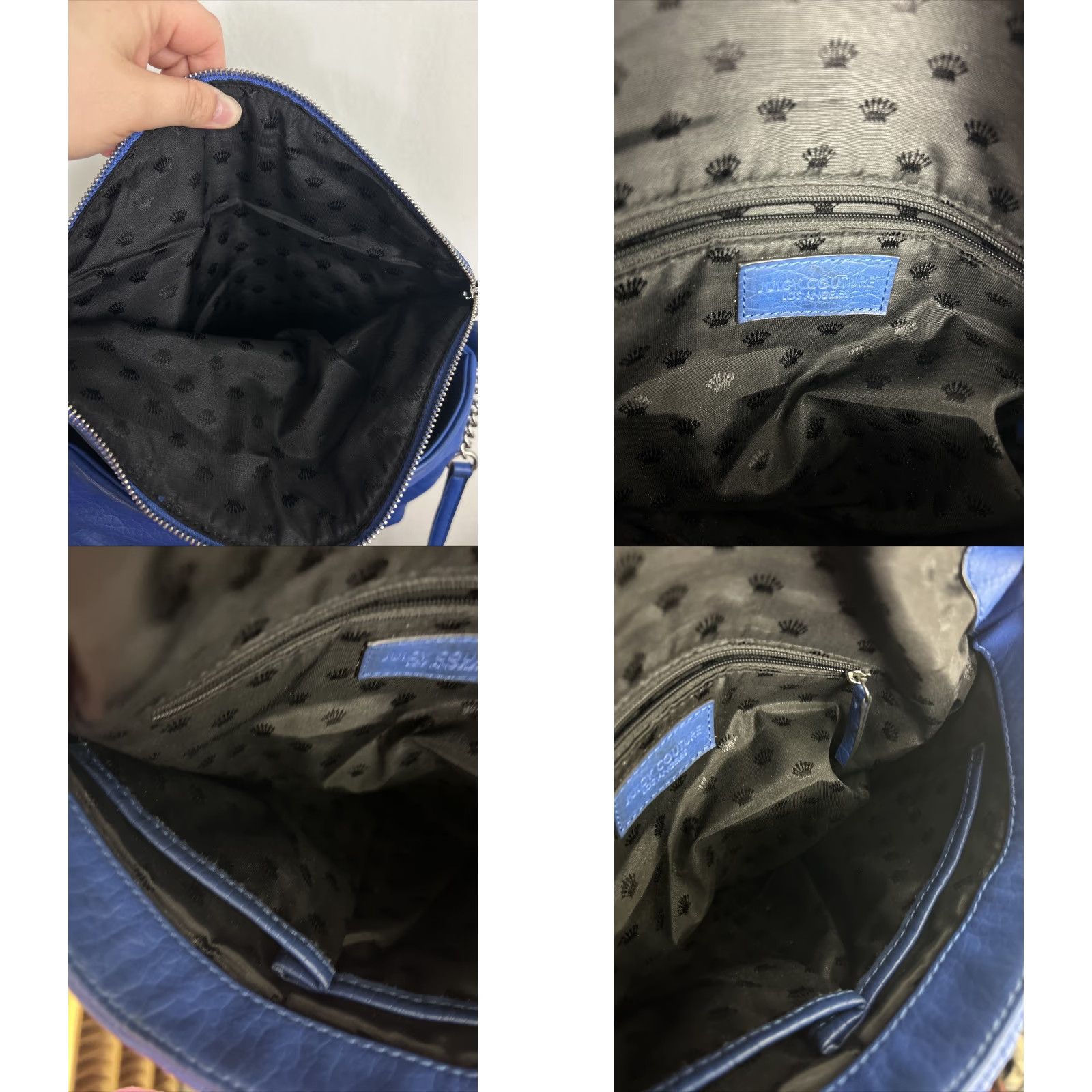 Juicy Couture Juicy Couture Crossbody Handbag Royal Blue Metallic Accents Large Leather Faux Leather Gold Crossbody Strap Women Size ONE SIZE - 11 Thumbnail