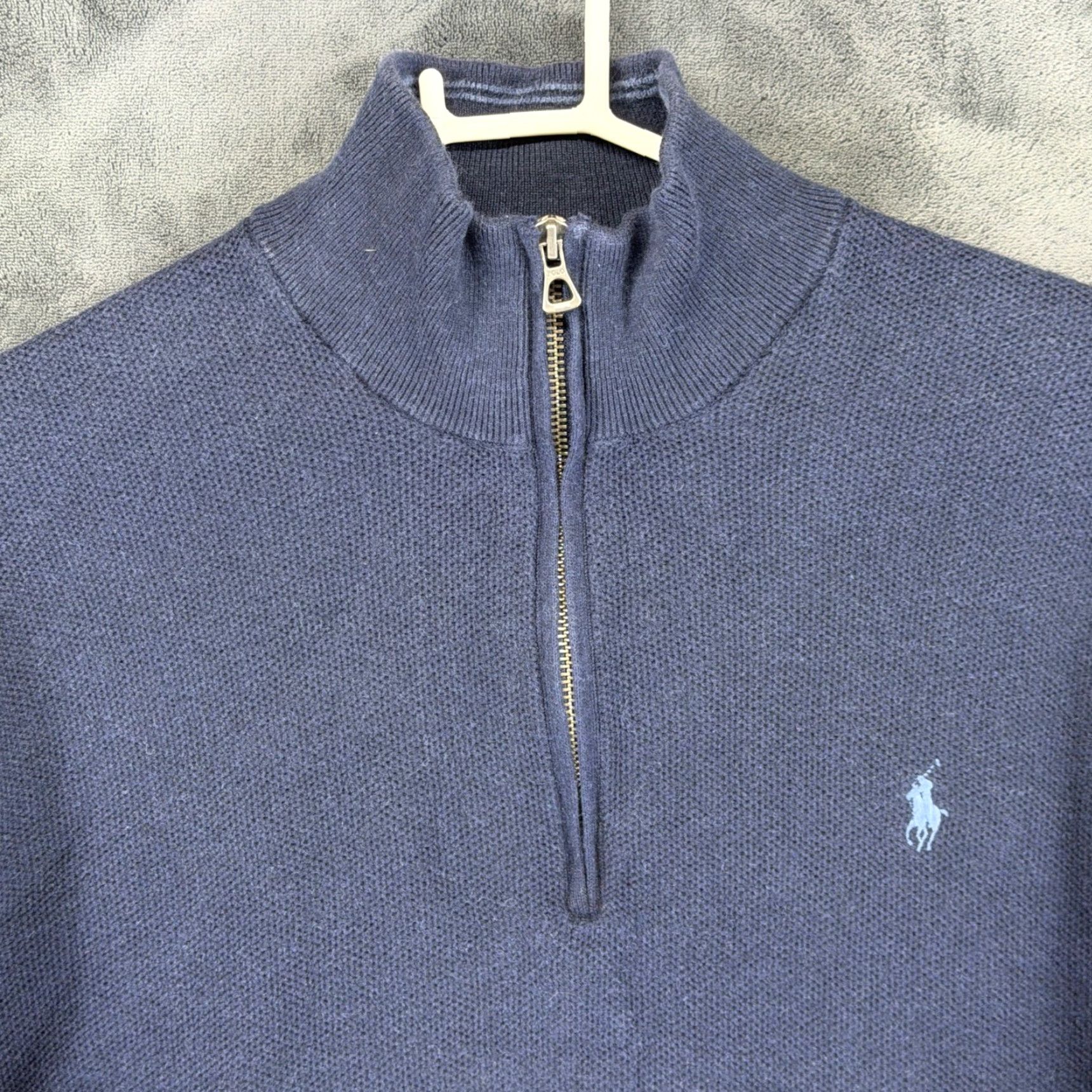 Polo Ralph Lauren Polo Ralph Lauren Mens XL Navy Blue Pima Cotton Quarter Zip Mock Neck Sweater Size US XL / EU 56 / 4 - 2 Thumbnail