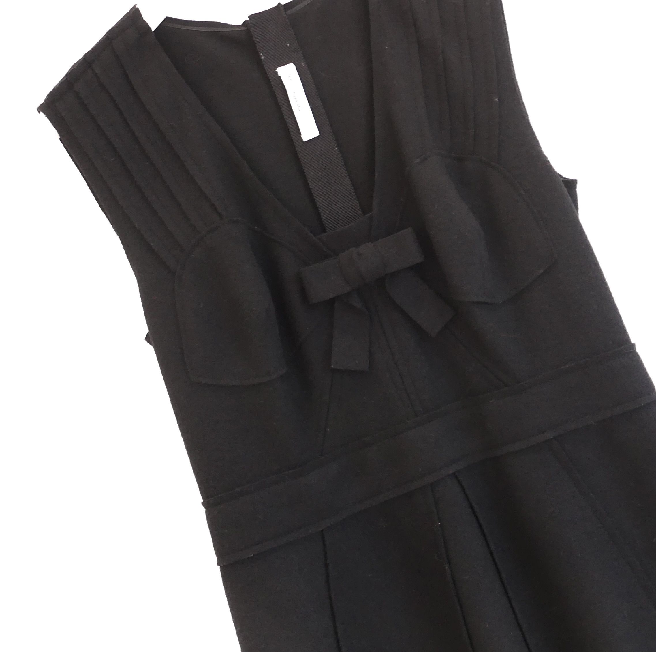 Prada Prada Fall 2008 Black Wool Felt Corset Bust Dress Size M / US 6-8 / IT 42-44 - 4 Thumbnail