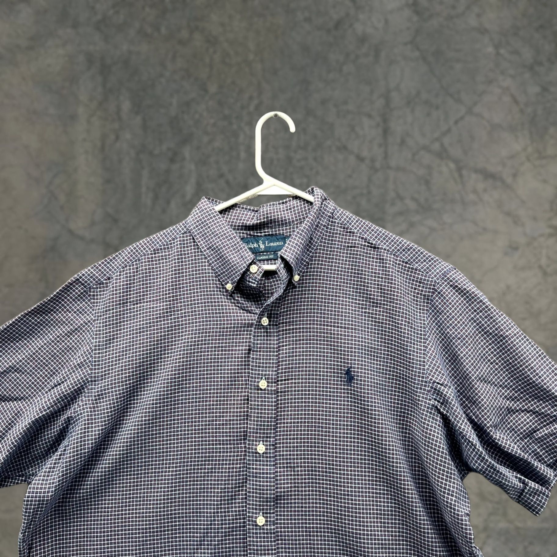 Ralph Lauren VINTAGE Ralph Lauren Shirt Men XL Blue Windowpane Button Down Classic Short Sleeve Vtg Size US XL / EU 56 / 4 - 1 Thumbnail