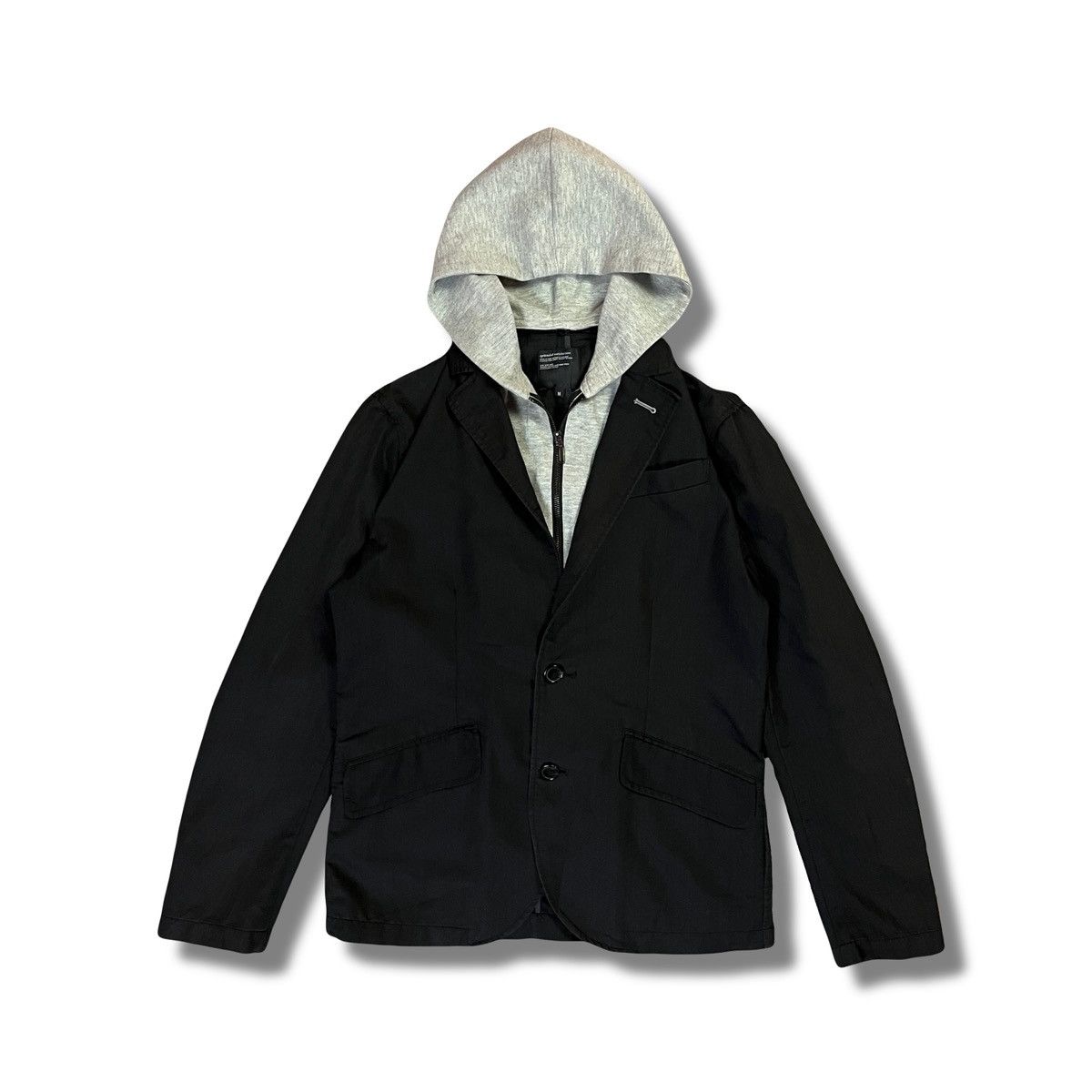 14th Addiction Hooded Layered Blazer Jacket Black Minimal Streetwear Japan Size 40R - 1 Thumbnail