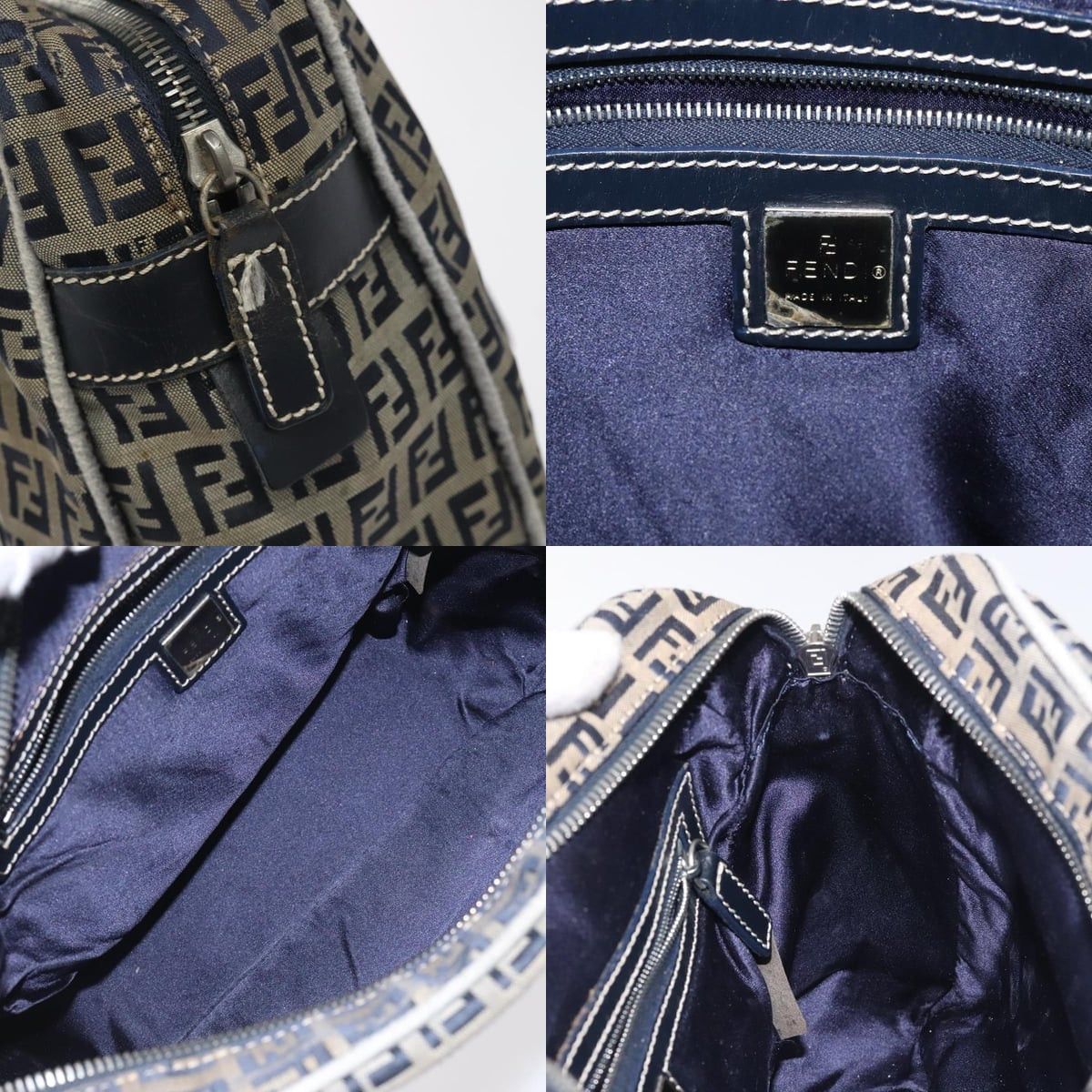 Fendi FENDI Zucchino Canvas Hand Bag Navy Silver Size ONE SIZE - 11 Thumbnail