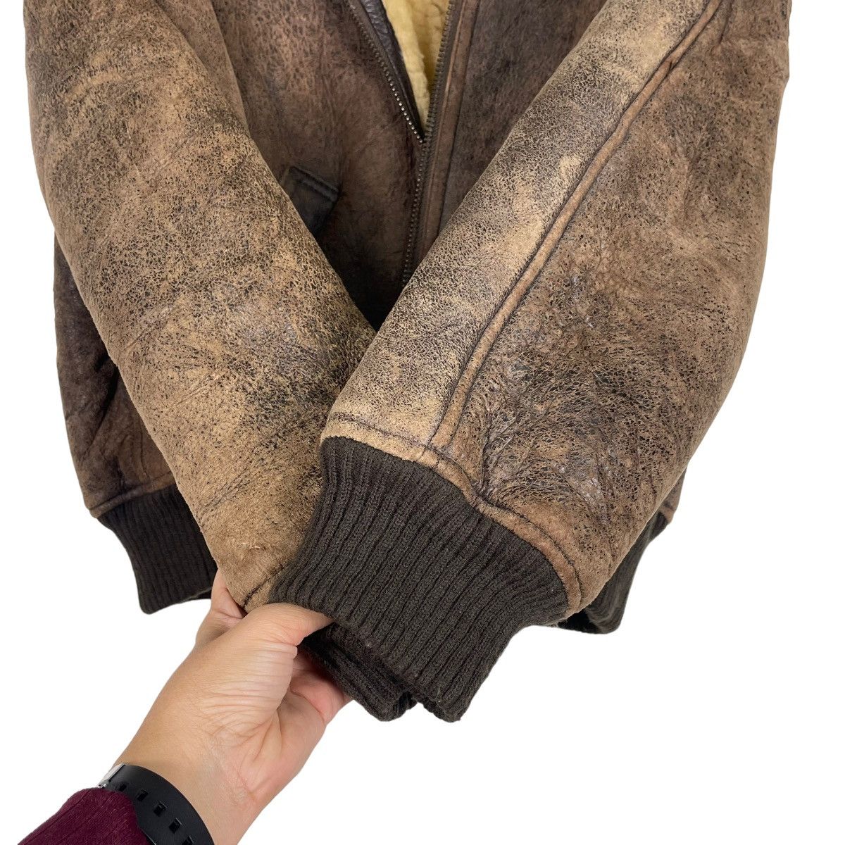 Leather × Vintage 💥VINTAGE FEDELESS MILITARY SHEARLING B3 SHEEPSKIN JACKET Size US M / EU 48-50 / 2 - 12 Thumbnail