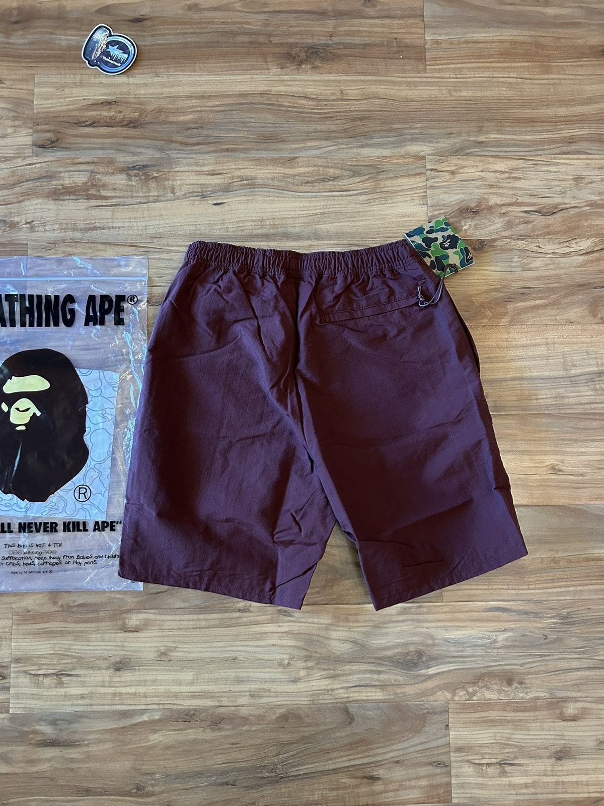 Bape NEW Bape Burgundy Bape Sta Beach Shorts Size US 36 / EU 52 - 8 Thumbnail