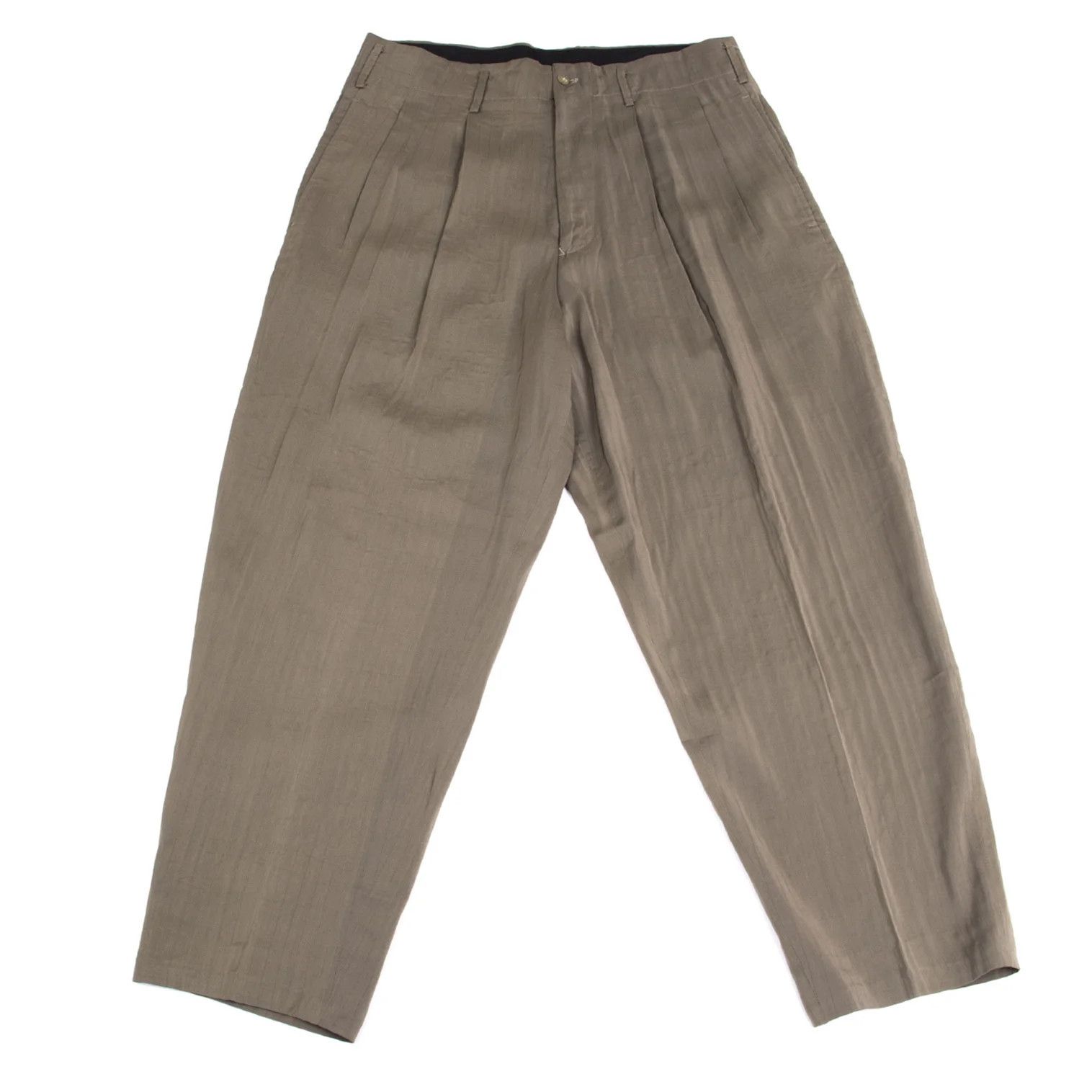 Yohji Yamamoto Yohji Yamamoto Rayon Cupro Stripe Pants Beige M Size US 34 / EU 50 - 1 Thumbnail