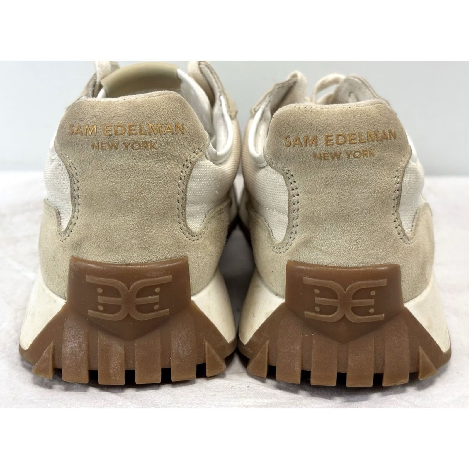 Sam Edelman Sam Edelman Langley Sneaker Beige Womens US 9 EU 40 Leather/Textile Lace Up Athletic Shoes Size US 9 / IT 39 - 4 Thumbnail