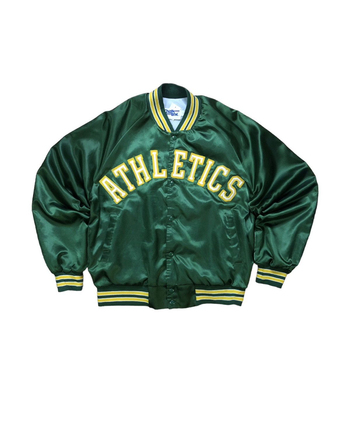 image of Vintage Chalk Line Athletic Varsity Jacket in Green, Men's (Size Large)