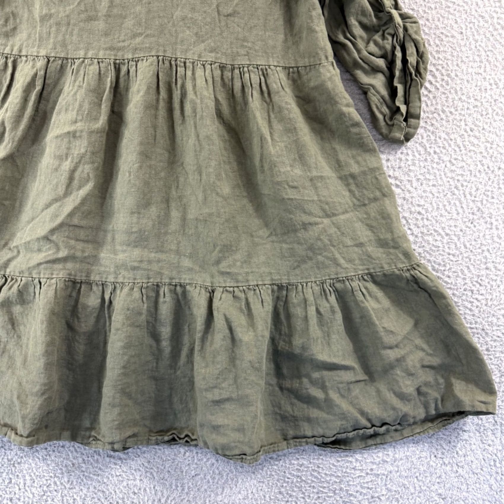 Vintage Bellambra Dress Women Medium Green Linen Trapeze Midi Boho Roll Tab Sleeve Italy Vintage No Size M / US 6-8 / IT 42-44 - 2 Thumbnail