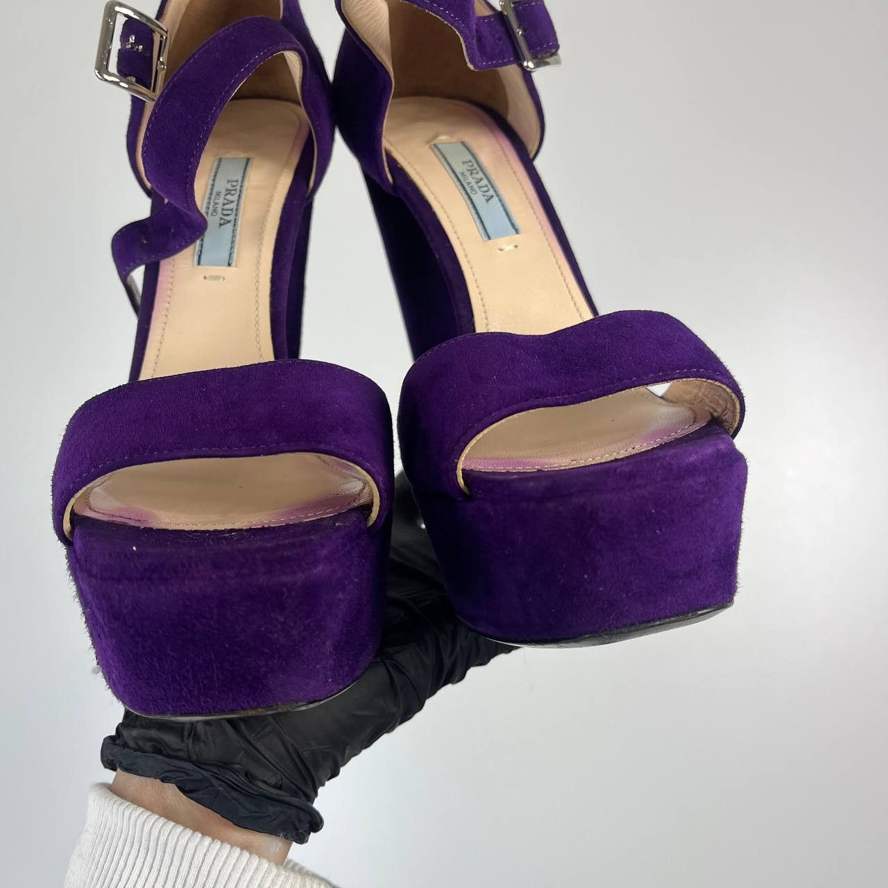 Prada Prada Purple Suede Platform High Heel Sandals Size 37.5 Size US 7.5 / IT 37.5 - 4 Thumbnail