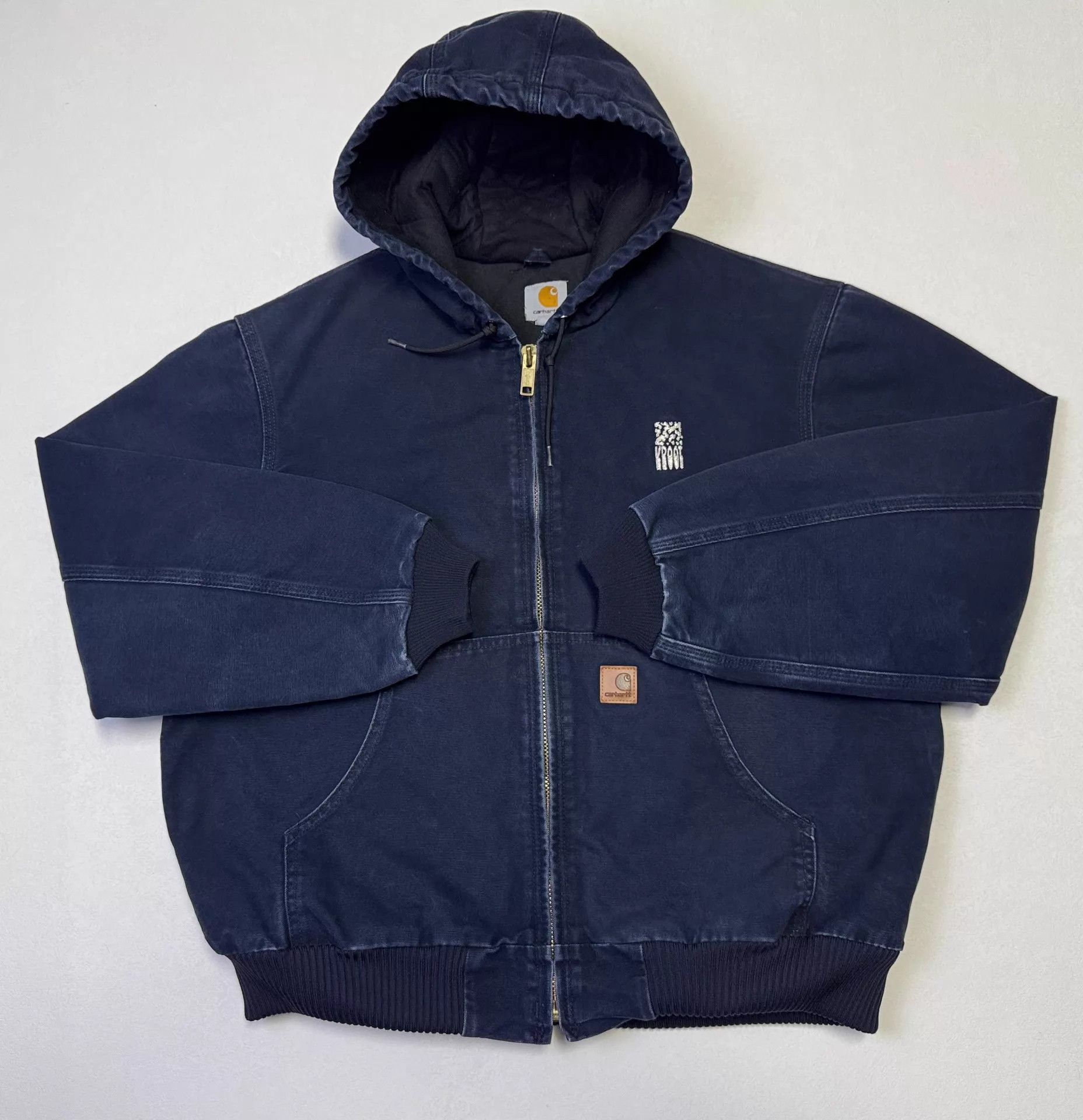 Carhartt Vintage Carhartt J130 Hooded Work Jacket M Blue L Size US L / EU 52-54 / 3 - 1 Thumbnail