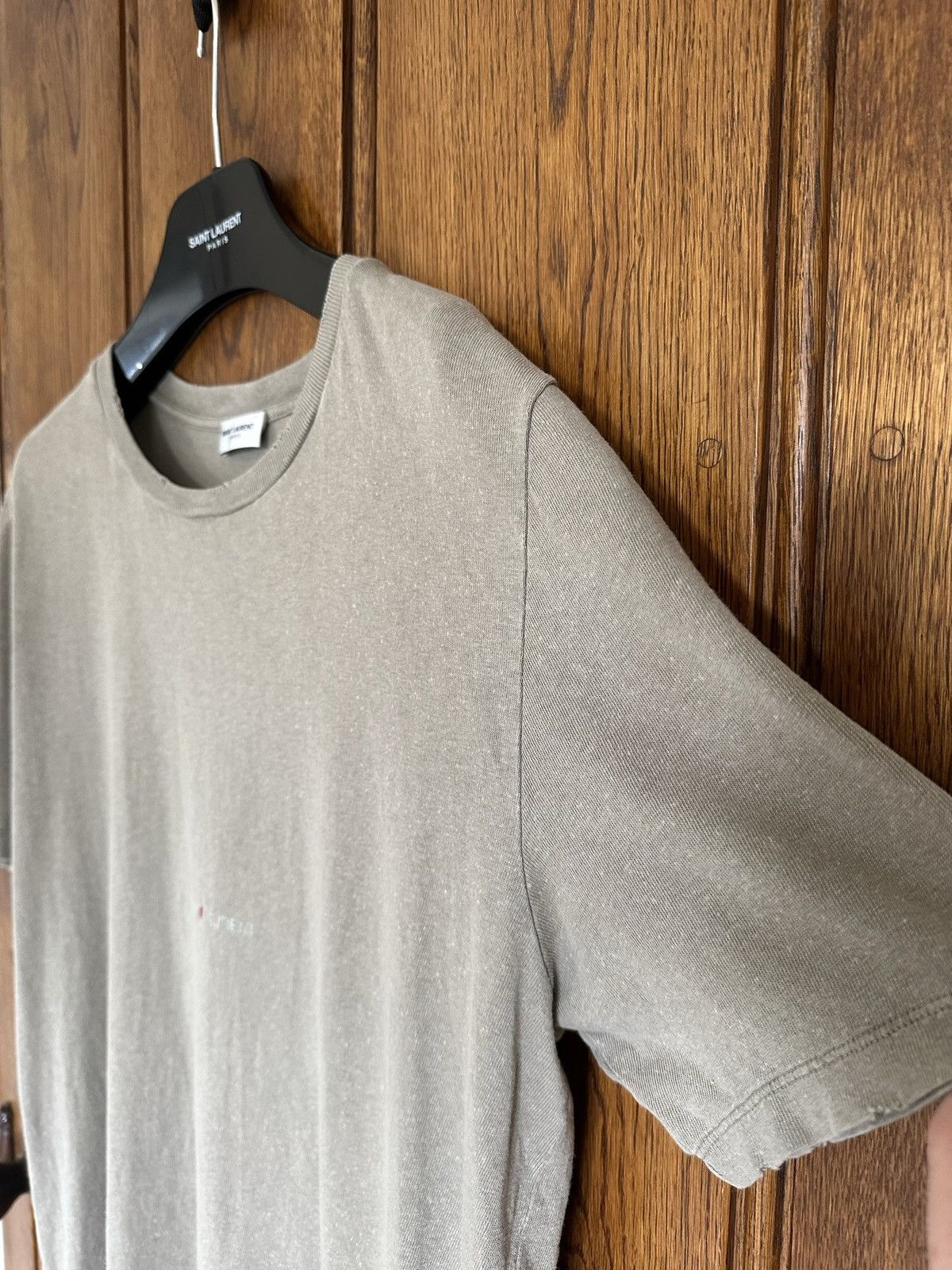 Saint Laurent Paris $550 Saint Laurent Rive Gauche logo t shirt olive khaki Size US S / EU 44-46 / 1 - 14 Thumbnail