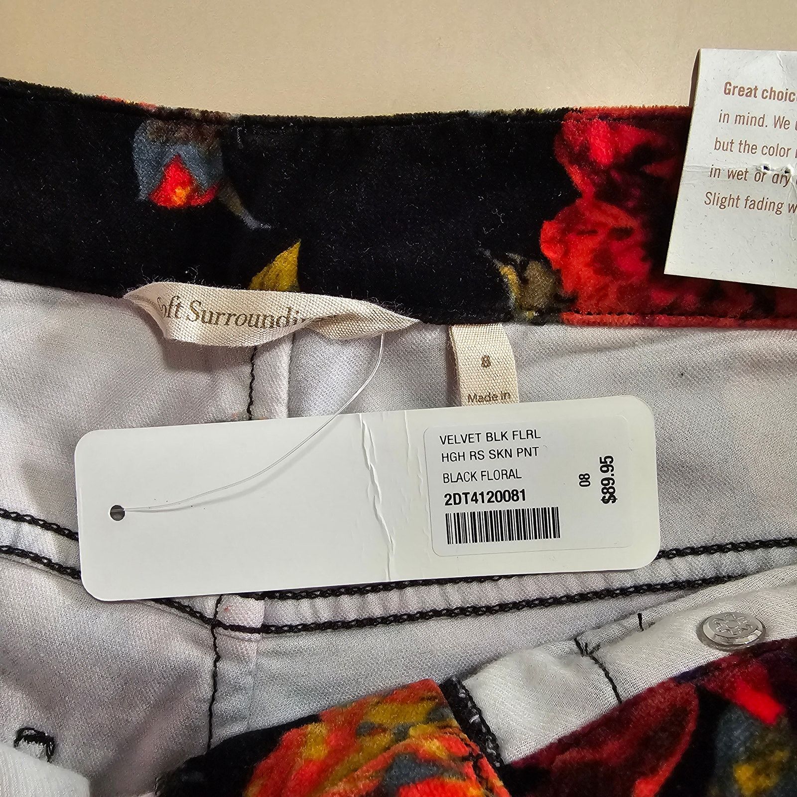 Soft Surroundings Soft Surroundings Velvet Roses Skinny Ankle Missy Pants 8 Size 30" / US 8 / IT 44 - 10 Thumbnail