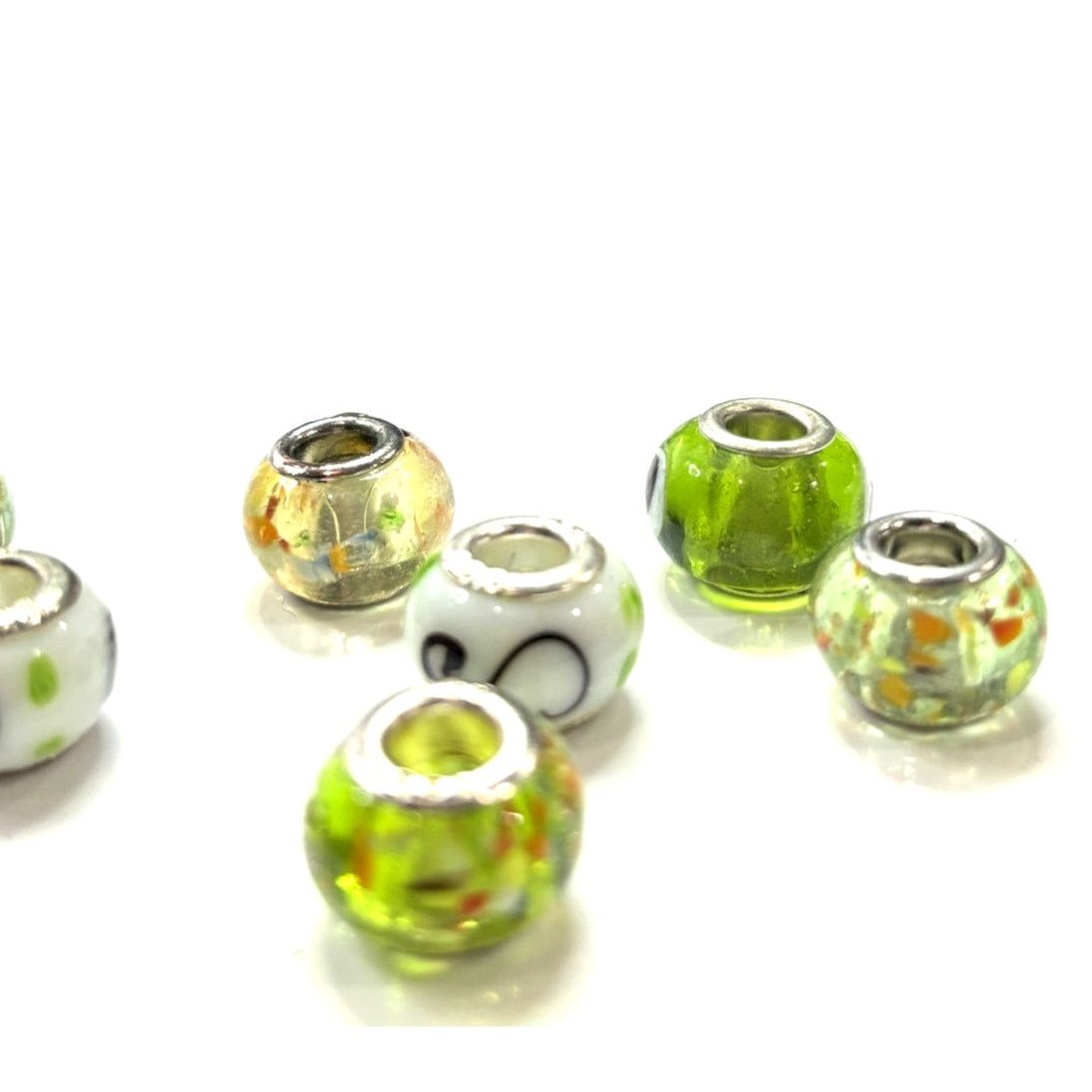 Sterling Silver EUROPEAN BEADS Green Themed Sterling Silver Charms x 10 Size ONE SIZE - 3 Thumbnail
