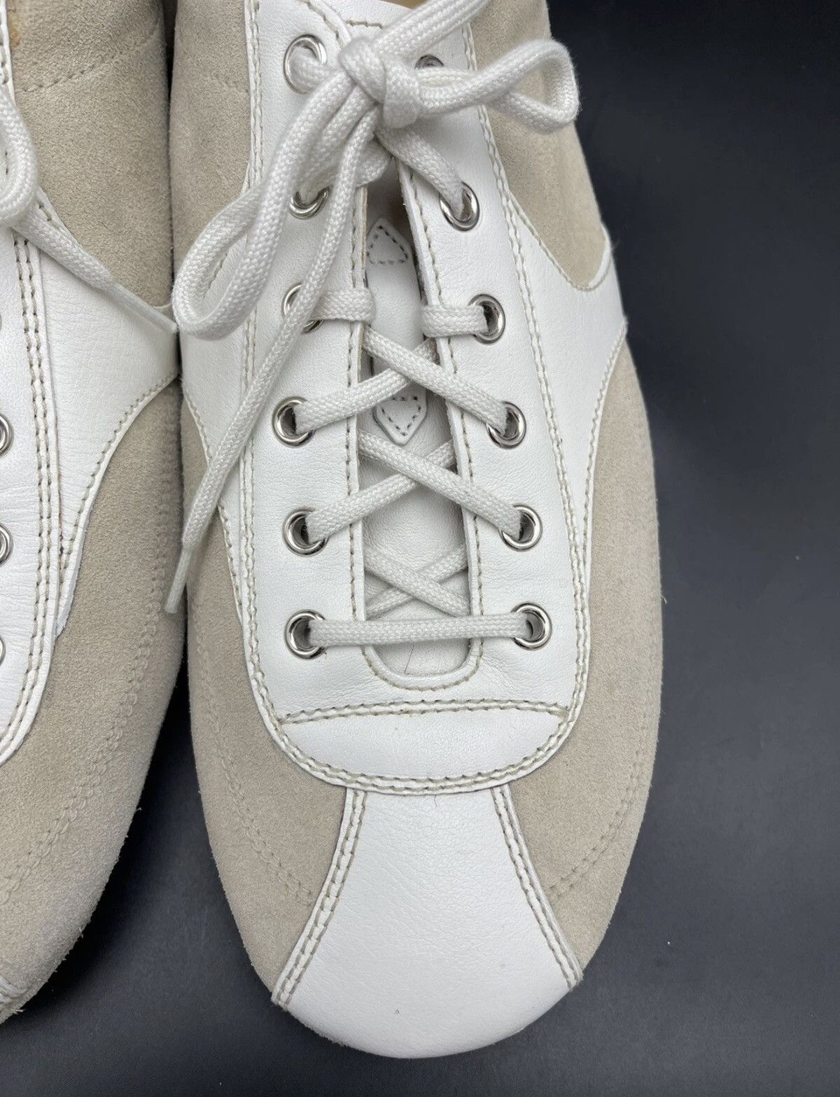 Prada Prada White & Cream Suede Leather Driving Sneakers Size 10 Size US 10 / EU 43 - 6 Thumbnail