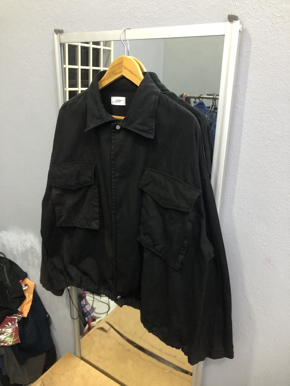 Helmut Lang CROP Black Utility Field Jacket Boxy Fit Drawstring Hem Size US L / EU 52-54 / 3 - 2 Thumbnail